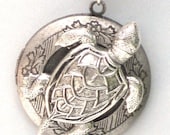 Steampunk - TURTLE LOCKET - Pendant - Necklace - Antique Silver - Neo Victorian - By GlazedBlackCherry