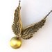 Steampunk Harry Potter FLYING Golden Snitch - Locket Pendant Necklace - By GlazedBlackCherry