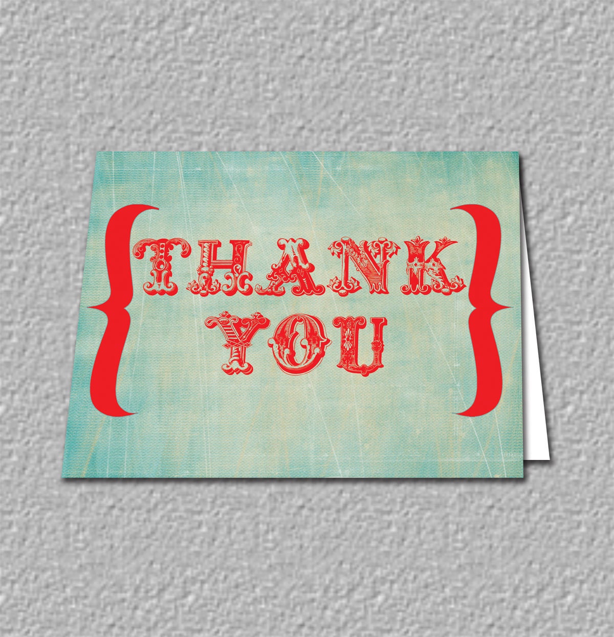 Simple Thank You Cards, Blue and Red Thank You, Note Card Set