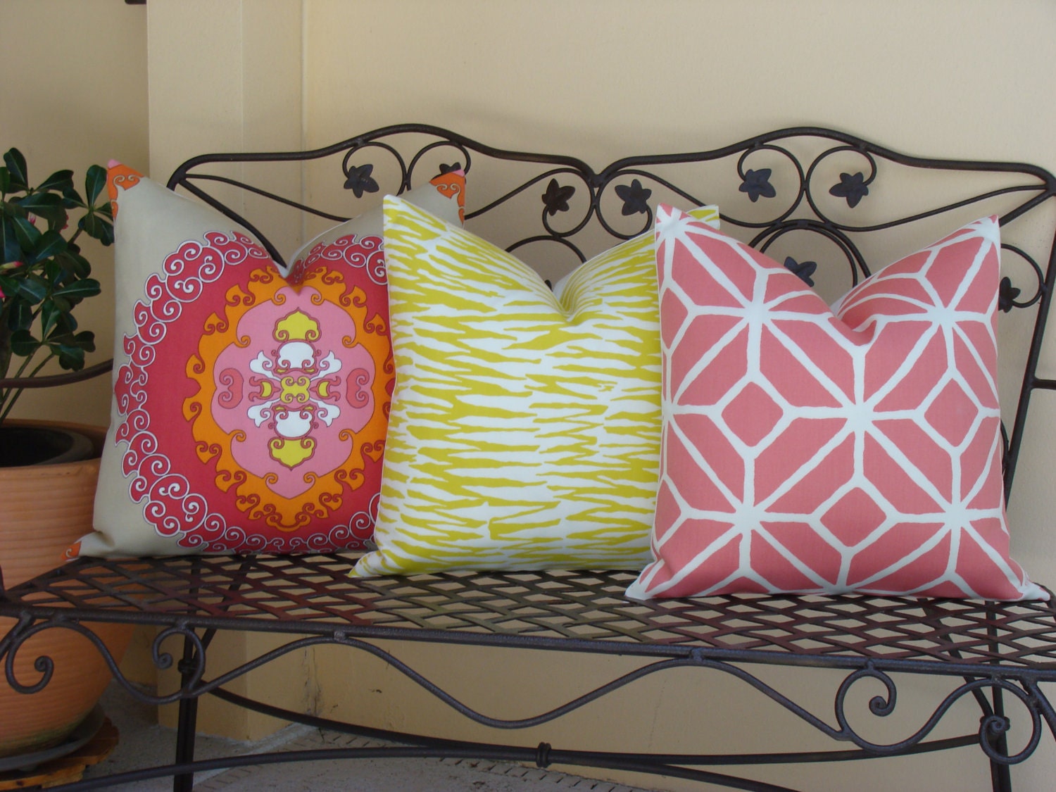 Trina Turk 20" x 20" Trellis Print-Watermelon Designer Pillow Cover