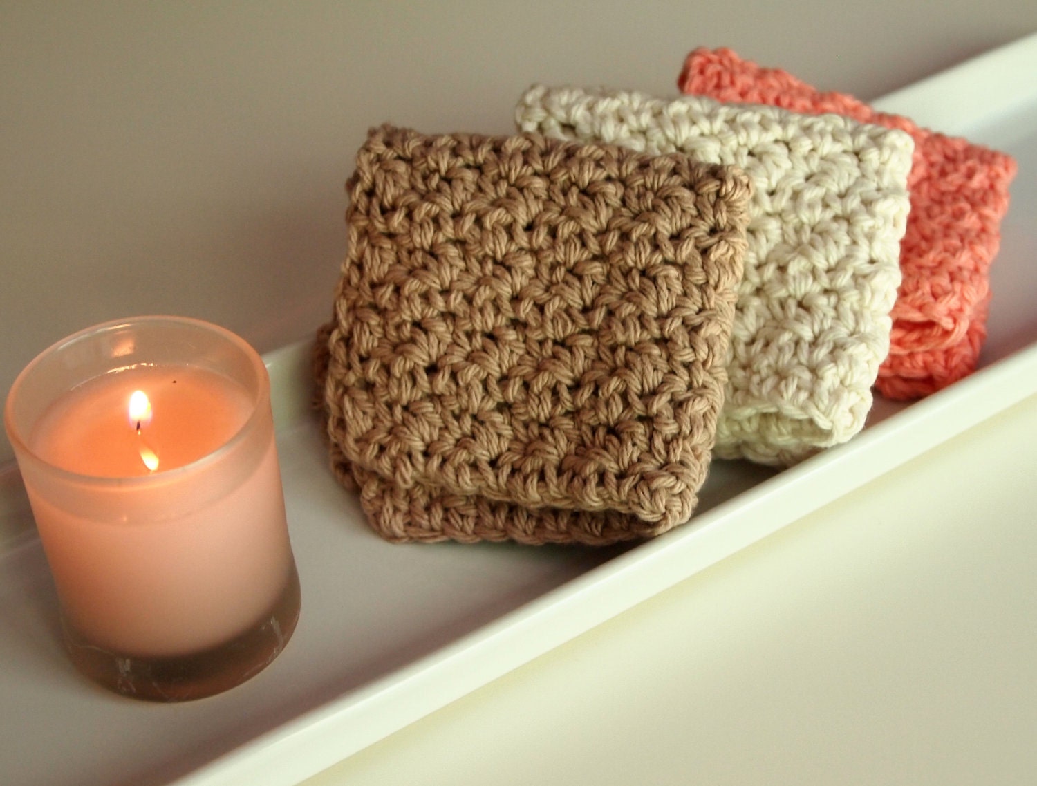set of three 7" x 7" 100% cotton washcloths/dishcloths (choose your colors)
