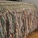 Taupe Brown Rustic Home Decor Throw Blanket with Green, Cream in Fringe. Afghan Lap Warmer for Chaise Lounge, Hand Knit