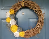 Made to Order - The Daphne - Fabric Rose Grapevine Wreath - 18 inch