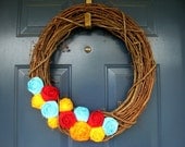 The Rowan - Fabric Rose Grapevine Wreath - 18 inch - Made to Order
