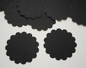 50 - 2" Black Scallop Punch Tags, Gift Tags, Cupcake Toppers, Scrapbooking, Embellishments - No695
