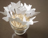 24 Decorative Wedding White Butterfly Party Picks, Cupcake Toppers, Food Picks, Toothpicks - No422