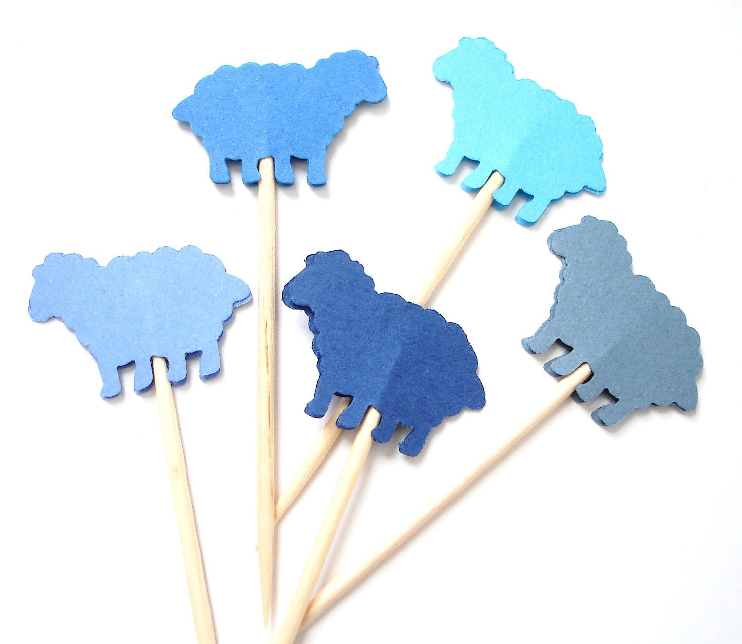 24 Decorative Mixed Blue Sheep Party Picks, Toothpicks, Cupcake Toppers, Food Picks - No560