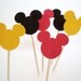 24 Decorative Red Black Yellow Mickey Mouse party picks, toothpicks, food picks, cupcake toppers - No720