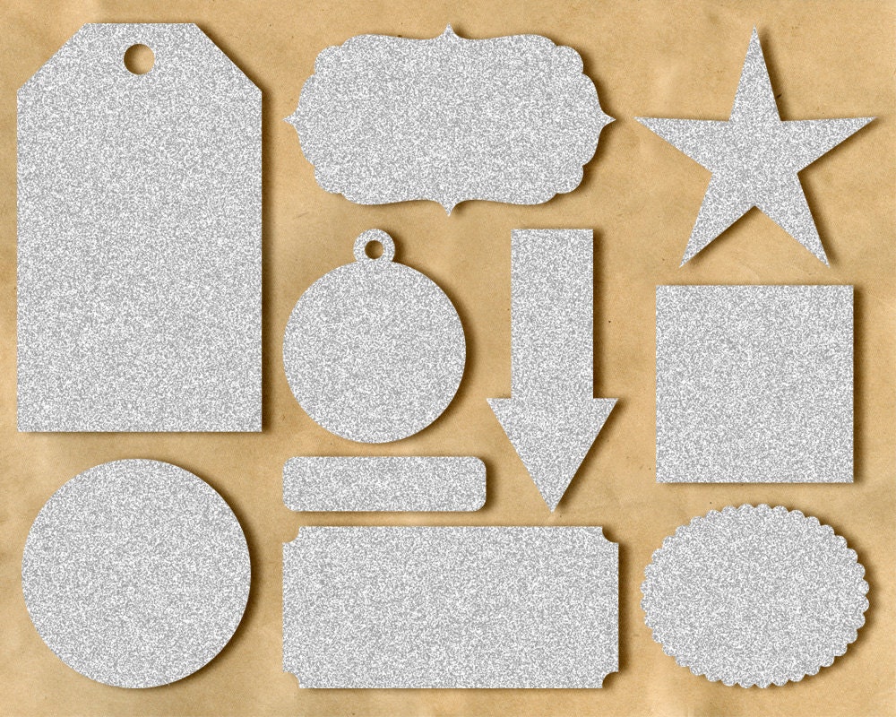 DIGITAL GLITTER TAGS / Ideal for Scrapbooking and Graphic Design Projects