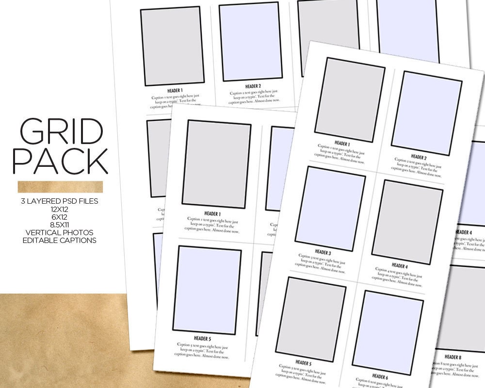 Grid Pack With Captions / Layered PSD Templates