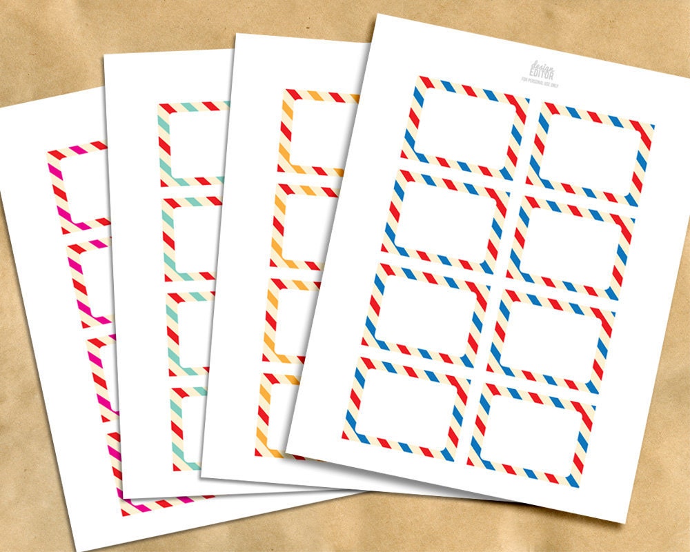 PRINTABLE LABELS / Mini Airmail Labels in Assorted Colors