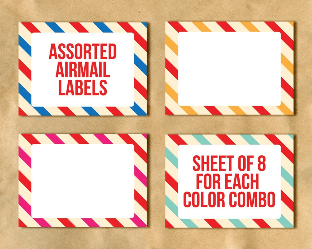 PRINTABLE LABELS / Mini Airmail Labels in Assorted Colors