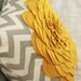 Gray Chevron stripe felt flower pillow cover. 18x18