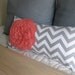 Coral and Gray felt flower pillow cover.
