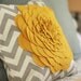 Gray Chevron stripe felt flower pillow cover. 18x18