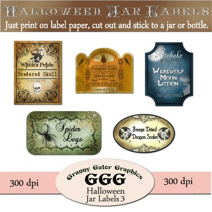Halloween Jar Labels - Set 3