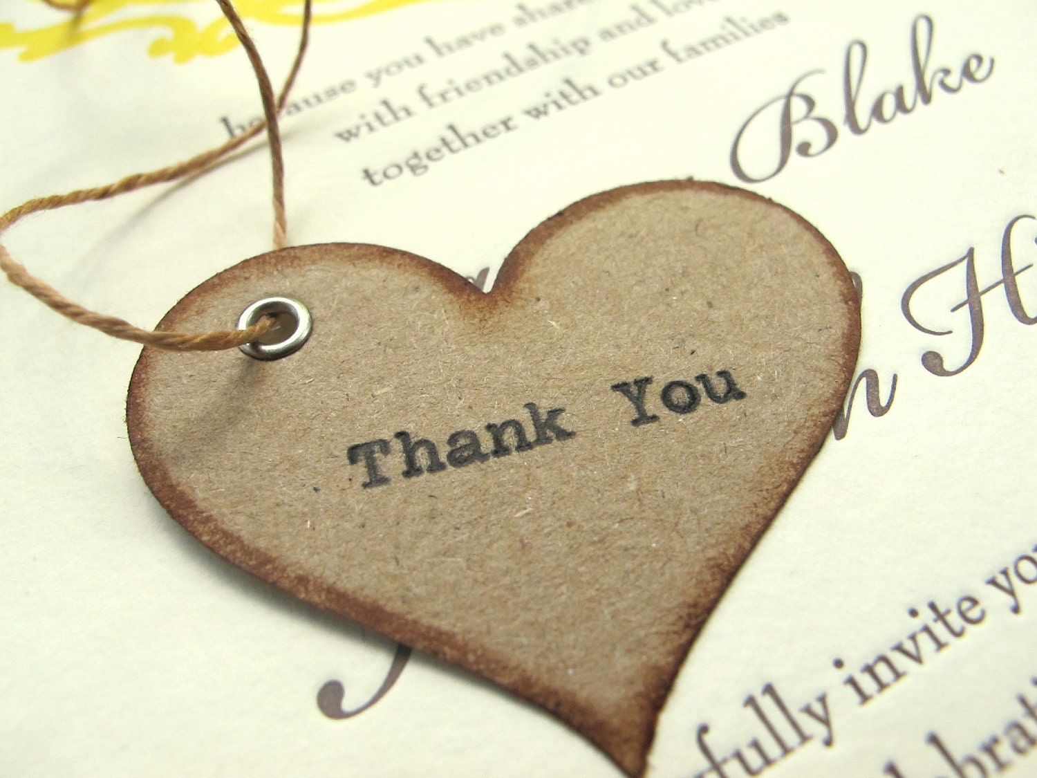 Thank You Wedding Favor Tags - Rustic, Vintage-Inspired, Natural