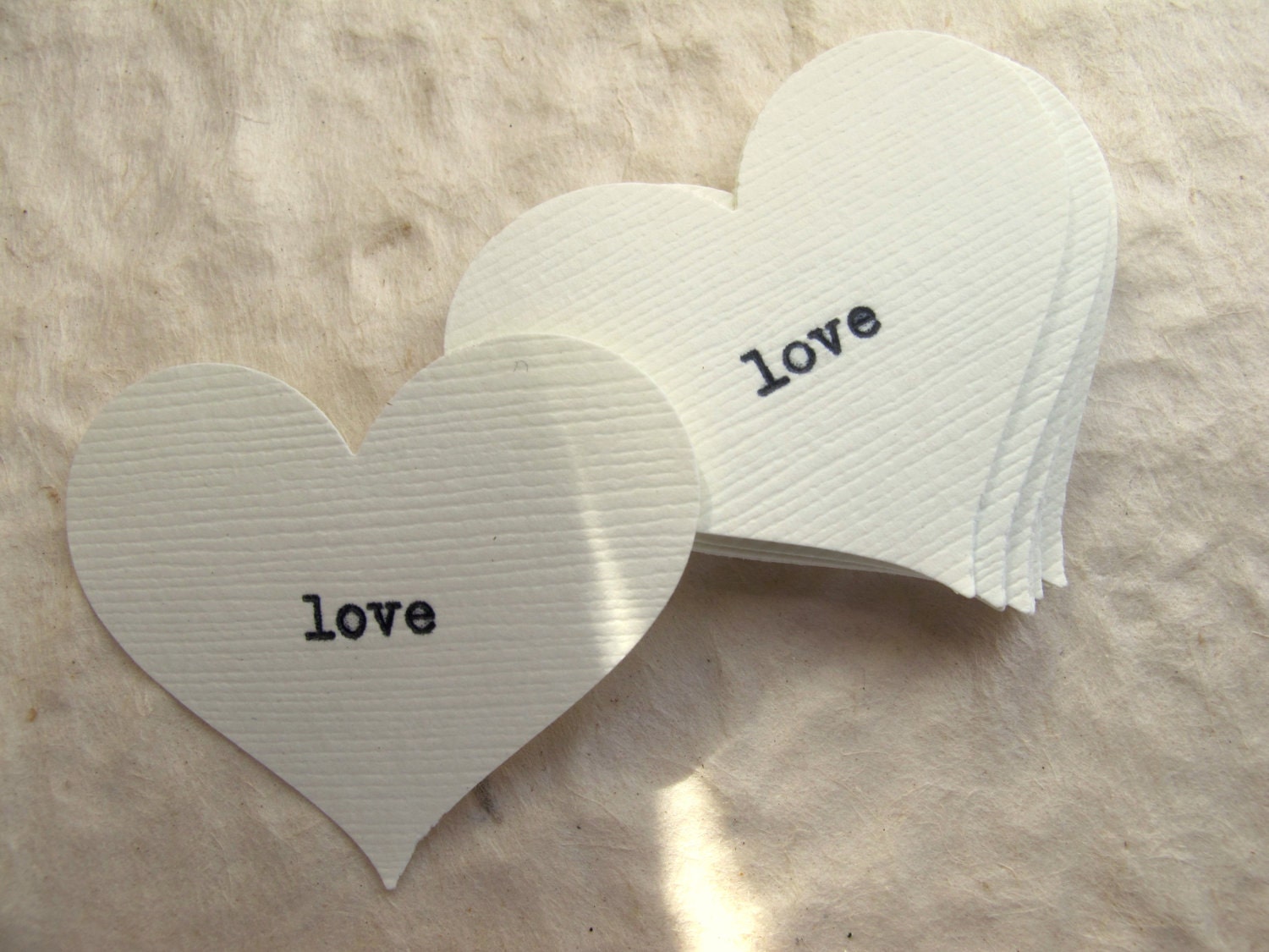 Ivory Love Confetti (20) - Wedding Table Decor, Favor Cards - Rustic, Vintage-Inspired, Natural