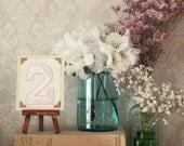 Custom Wedding Table Number -                          Tiny Art w/ Easel - Rustic Woodland Bohemian Natural Vintage