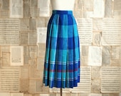 vintage 70s plaid pleated skirt xs