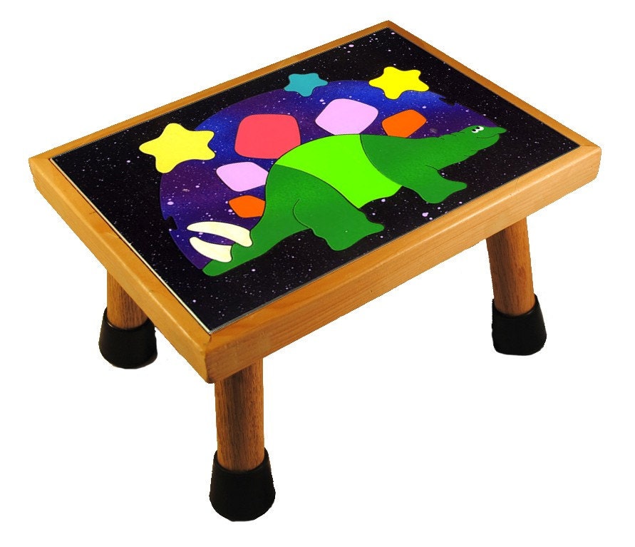 Puzzle Stool with Stegosaurus Prehistoric Dinosaur Wooden Puzzle