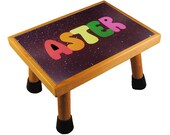 Name Puzzle Stool with ALL CAPITALS One Name Wooden Puzzle on Starry Night Sky Background