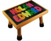 Name Puzzle Stool with ALL CAPITALS Two Name Wooden Puzzle on Starry Night Sky Background