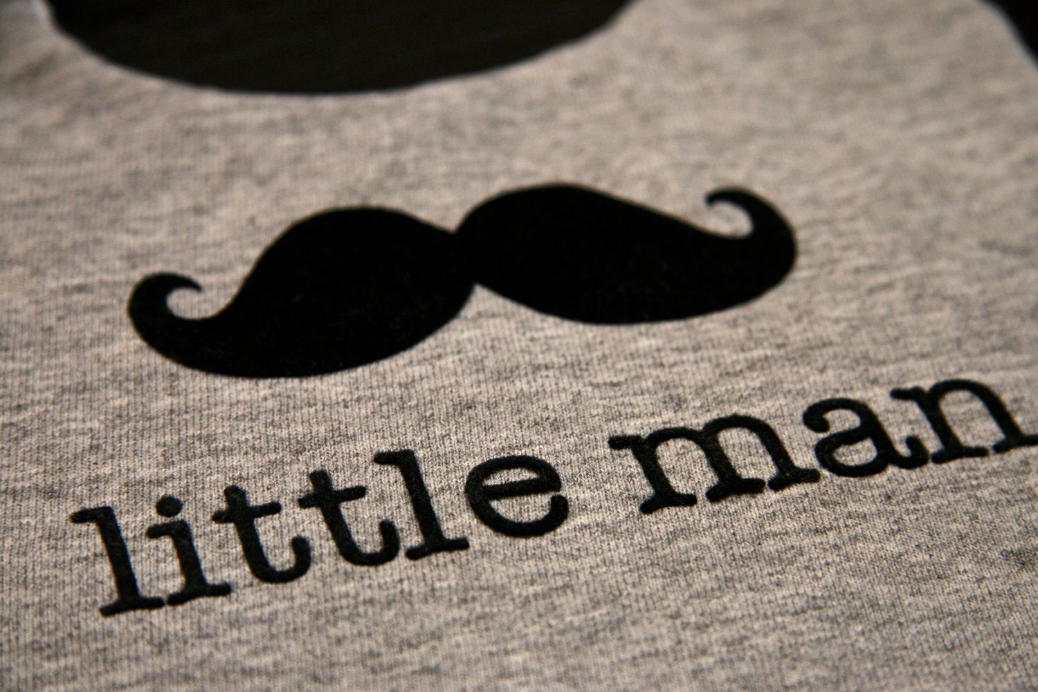 Reversible Upcycled T-Shirt Bib - Mustache "Little Man" with Soft Minky Backing