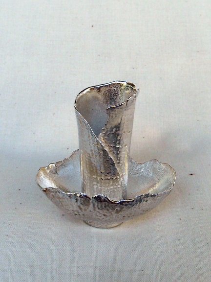 Egg Shell Vase Sculpture Silver OOAK Handmade