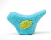 Needle Felted Bird, aqua green sea ocean wool decor