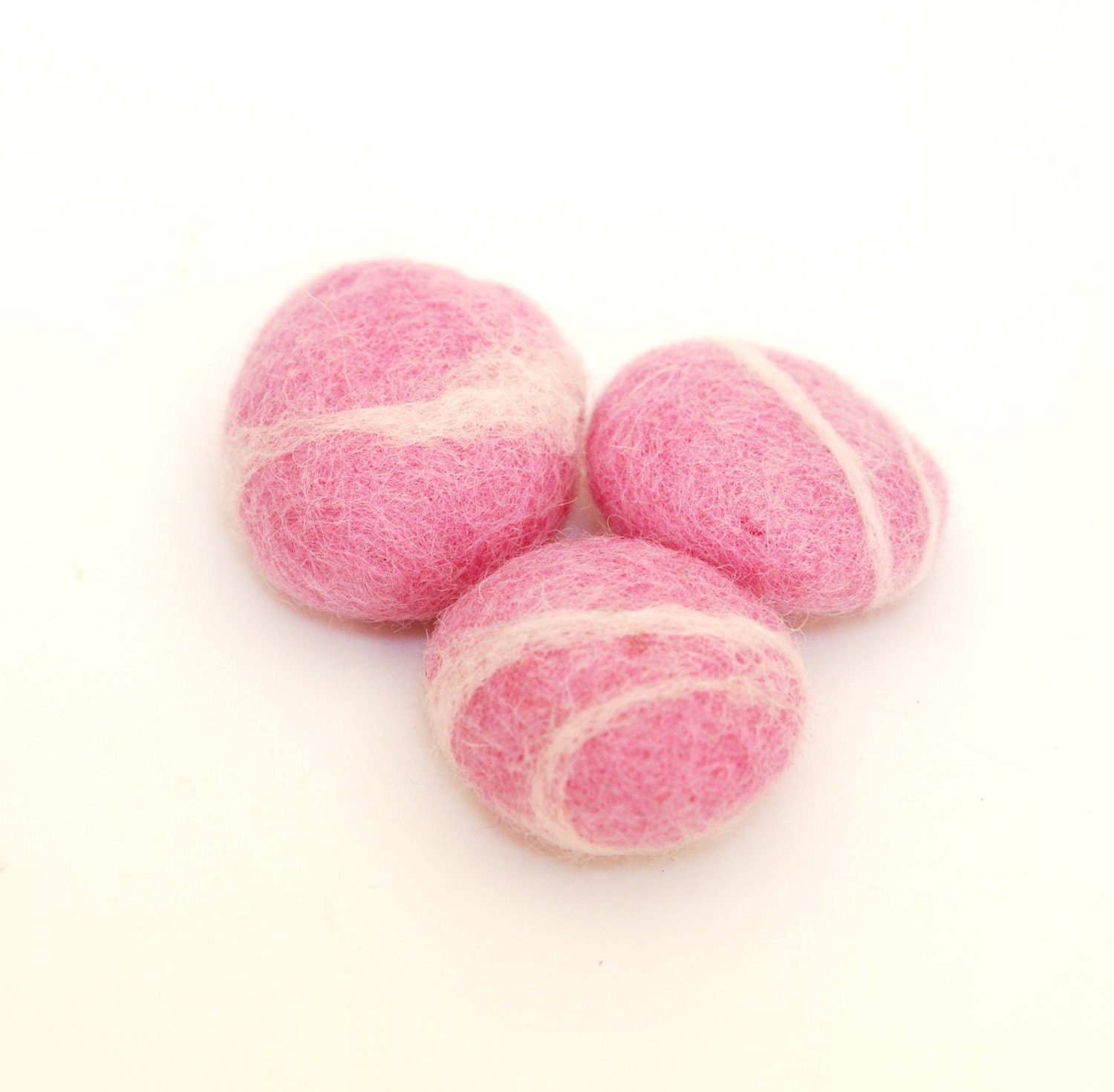 Felted Stones, six small pebbles pink valentines decor ecofriendly