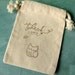5 Favor Bags - Thank you - Owl - Hand stamped - Cotton Muslin