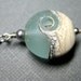 Ocean necklace, Ocean wave aqua pendant necklace, Lampwork necklace, Sterling silver, Handmade beach jewelry