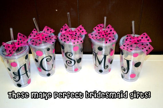 7 DECORATED Insulated Double Walled Acrylic Tumblers - YOU choose design - BRIDESMAID Gifts