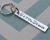 Aluminum hand stamped key chain - to the moon and back