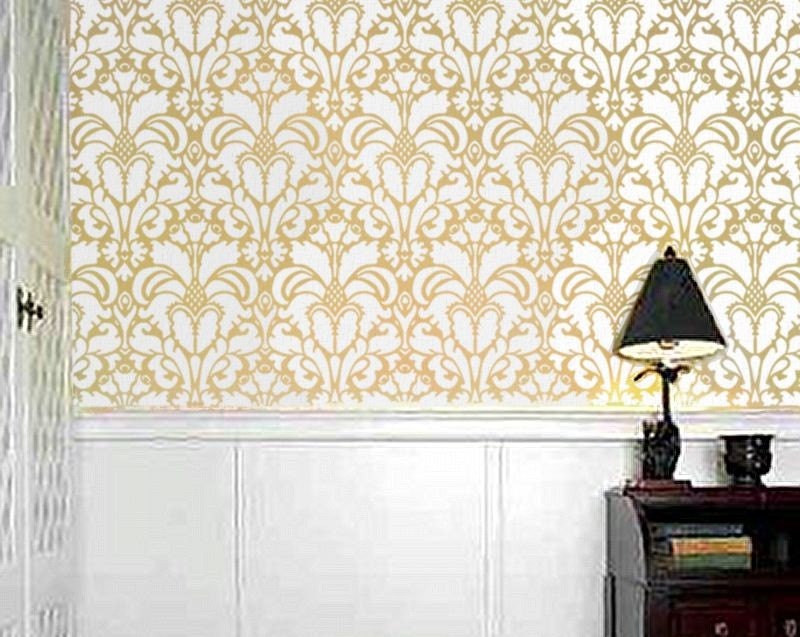 STENCIL for walls - DAMASK no.1 - Large, Reusable Pattern stencil - DIY Home Decor