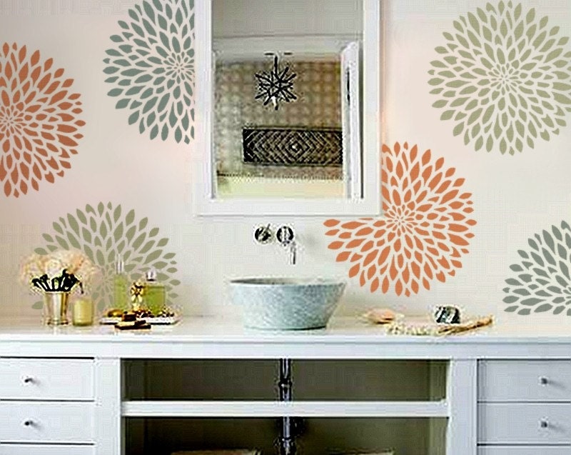 STENCIL for Walls - Chrysanthemum no. 2 - Reusable Modern Flower Stencil
