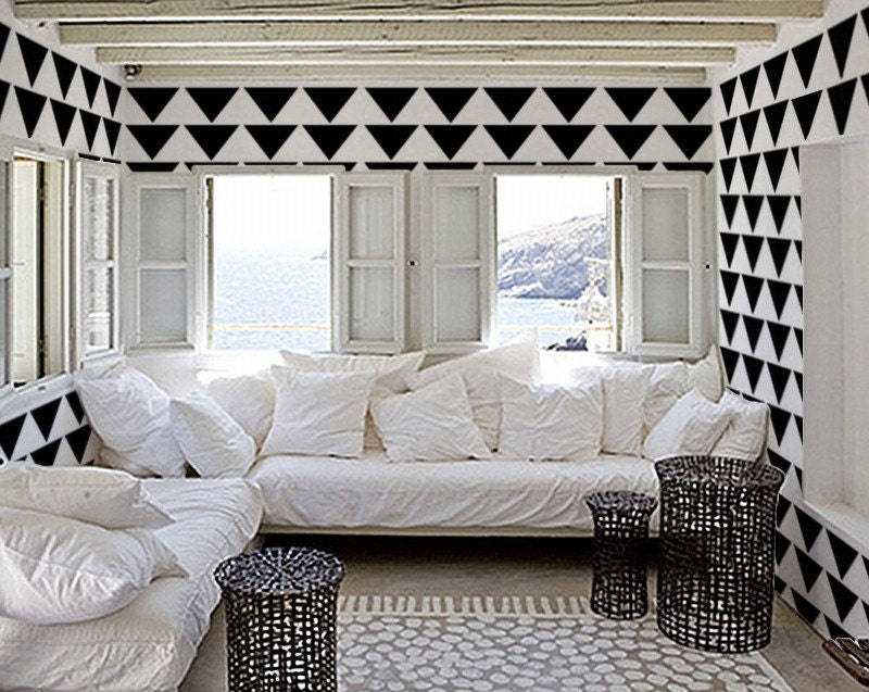 Wall Stencil - Mod Triangle PATTERN - Allover Pattern STENCIL - DIY Home/Wall Decor