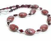Garnet Necklace With Red Zebra Jasper and Sterling Silver, January Birthstone