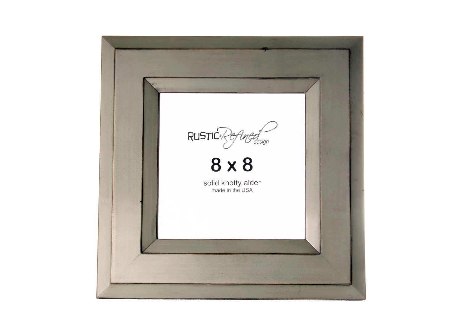 8x8 Picture Frame with 3 inch beveled border - Gray Green