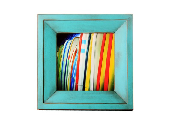 4x4 square picture frame with 1.5" width border - Turquoise