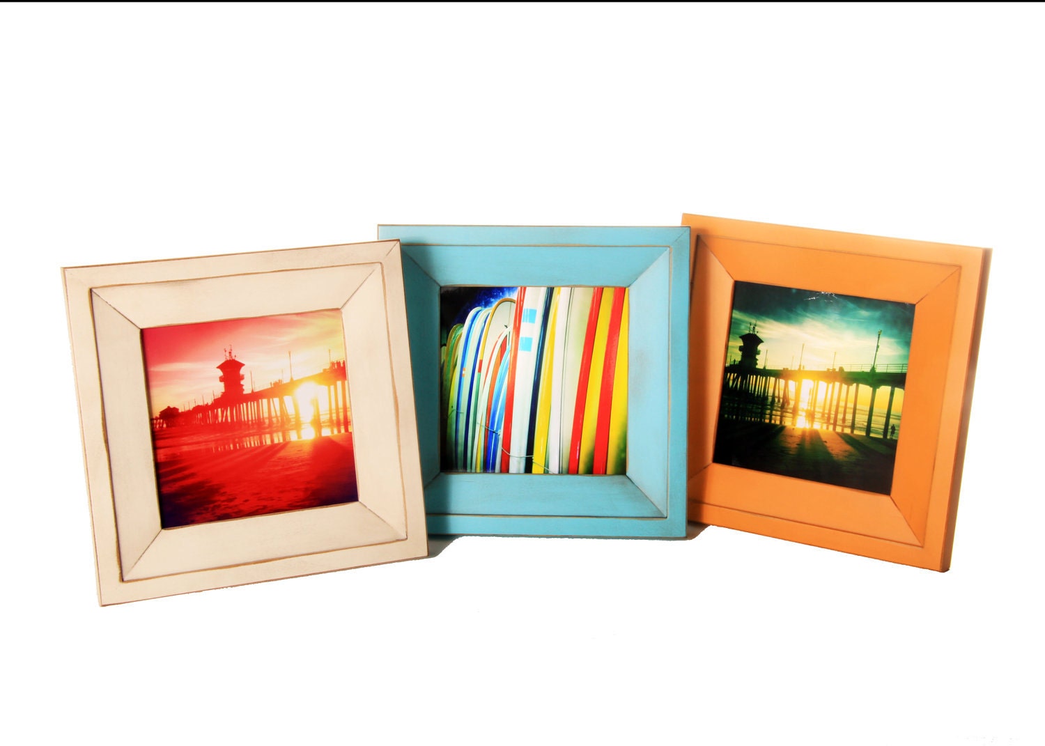4x4 square picture frame with 1.5" width border - Turquoise