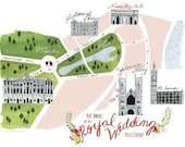 Processional map of royal wedding of William and Kate Letterpress and giclee  print CLEARANCE