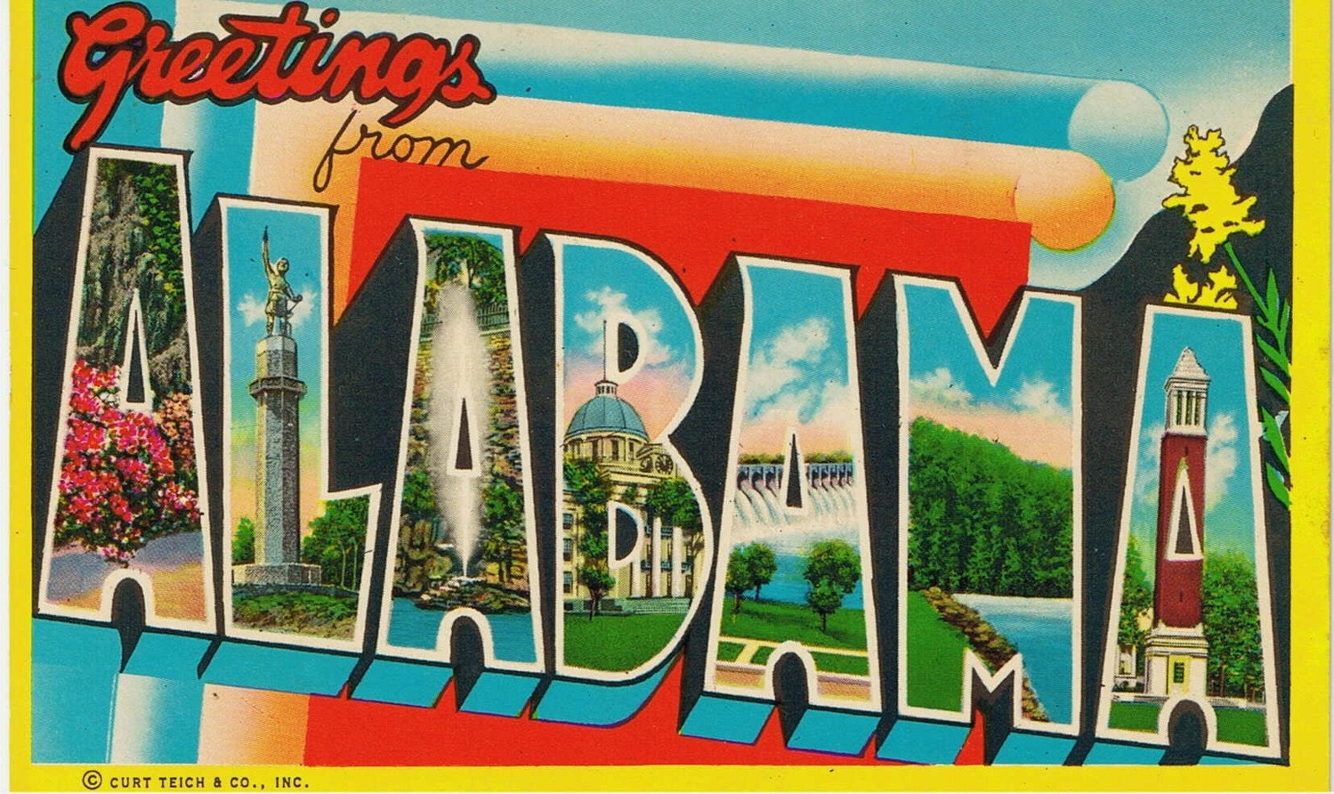 Vintage Large Letter Postcard Alabama - Greetings