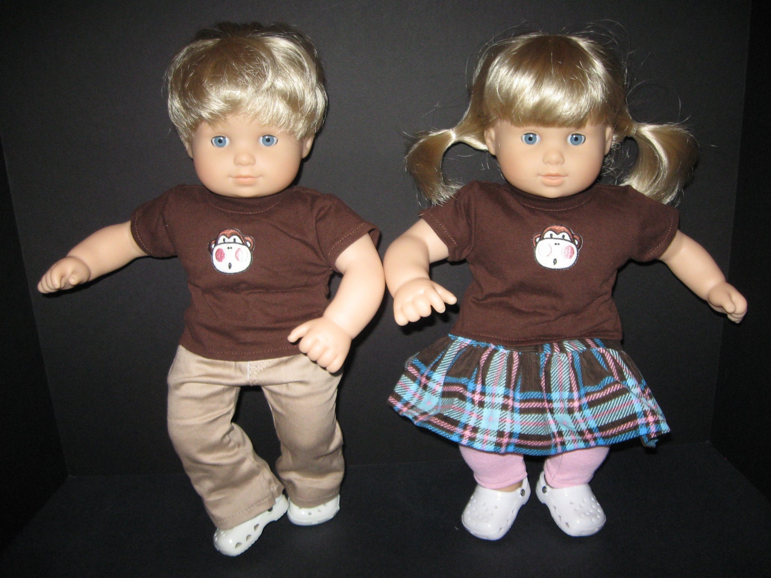 AMERICAN GIRL BITTY bABY Twin Outfits 15" Doll Monkey Matching Set AMERICAN GIRL BITTY bABY Twin Outfits 15" Doll Monkey Matching Set