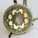 Locket, turquoise blue locket,filigree locket necklace,resin locket,photo locket , brass locket - vintage brass filigree turquoise,38mm