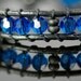 Leather beaded bracelet, blue crystal beads