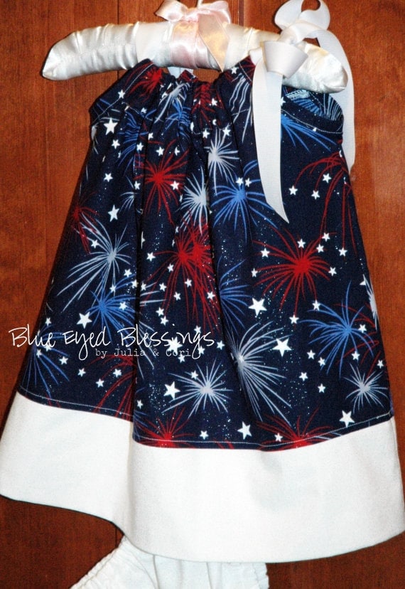 Little Miss Firecracker - Patriotic Red, White and Blue Boutique Pillowcase Dress