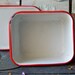 Enamelware Container White with Red trim