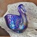 Vintage Amethyst Carnival Glass Swan Bowl